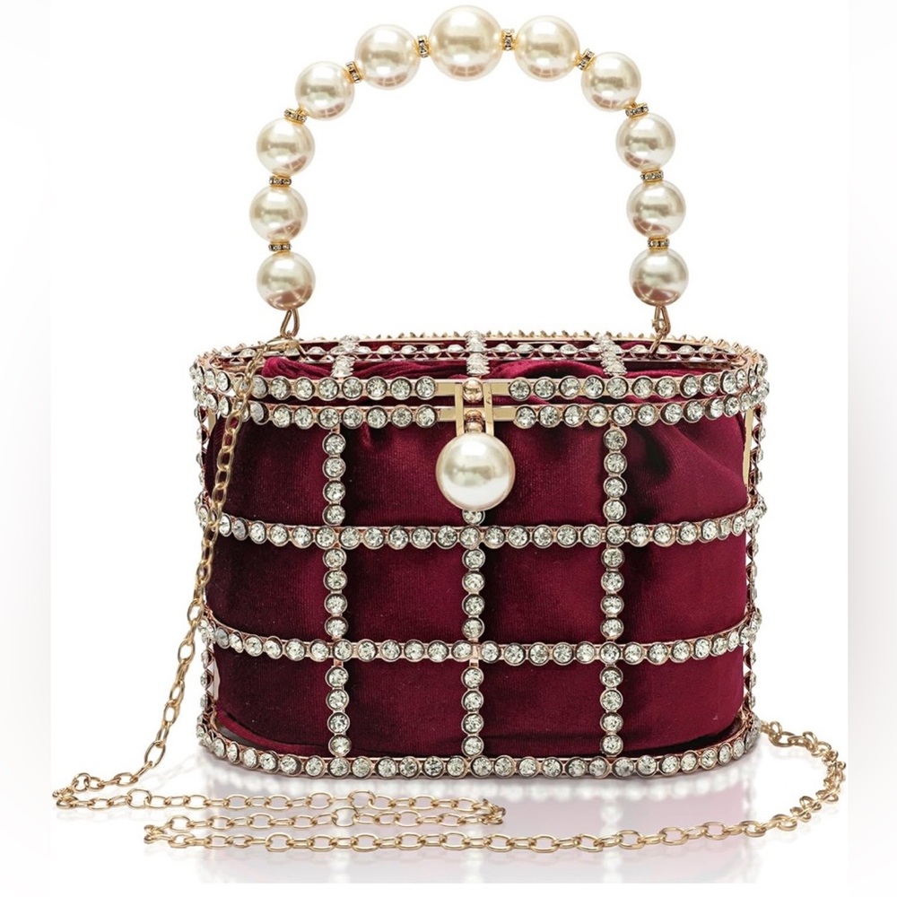 CARIEDO Evening Handbag Women Clutch Purses with Pearl Diamonds